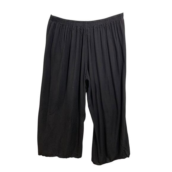 XL Vanilla Sky Womens Boho Black Pants Split Leg Lightweight Pull On - Picture 6 of 9